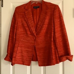 JNY Stunning silk textured jacket, tangerine/orange, lined excellent condition.